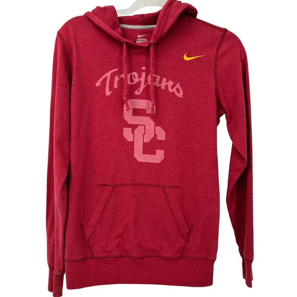Nike USC Trojans Women Medium Red Pullover Hoodie Sweatshirt Graphic SC Logo